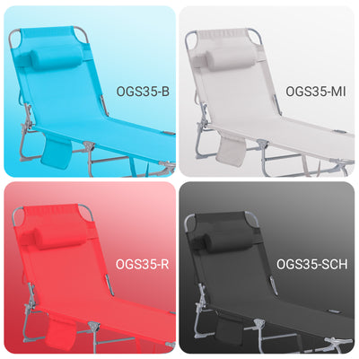 SoBuy OGS35-Bx2 Lot de 2 Transats de Jardin Pliable avec Oreiller et Poche Latérale, Chaise Longue Relax, Design Fonctionnel – L155×P56×H81 cm, Bleu Ciel
