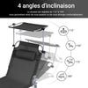 SoBuy OGS48-SCH Șezlong de grădină pliabil cu pernă, șezlong de relaxare cu parasolar și buzunar lateral, mobilier de grădină pentru terasă, plajă, piscină, negru 155x56x81cm