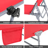 SoBuy OGS48-R Șezlong Pliabil de Grădină Exterior, Șezlong de Plajă cu Pernă, Șezlong Relaxant cu Parasolar și Buzunar Lateral, Mobilier de Grădină pentru Terasă Plajă Piscină, Roșu 155x56x81cm