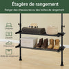 SoBuy FRG34-II-SCH Suport de haine telescopic robust – Dressing deschis reglabil cu bare și rafturi, Cuier pentru dormitor sau dressing, Negru