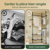 SoBuy FRG34-II-SCH Suport de haine telescopic robust – Dressing deschis reglabil cu bare și rafturi, Cuier pentru dormitor sau dressing, Negru