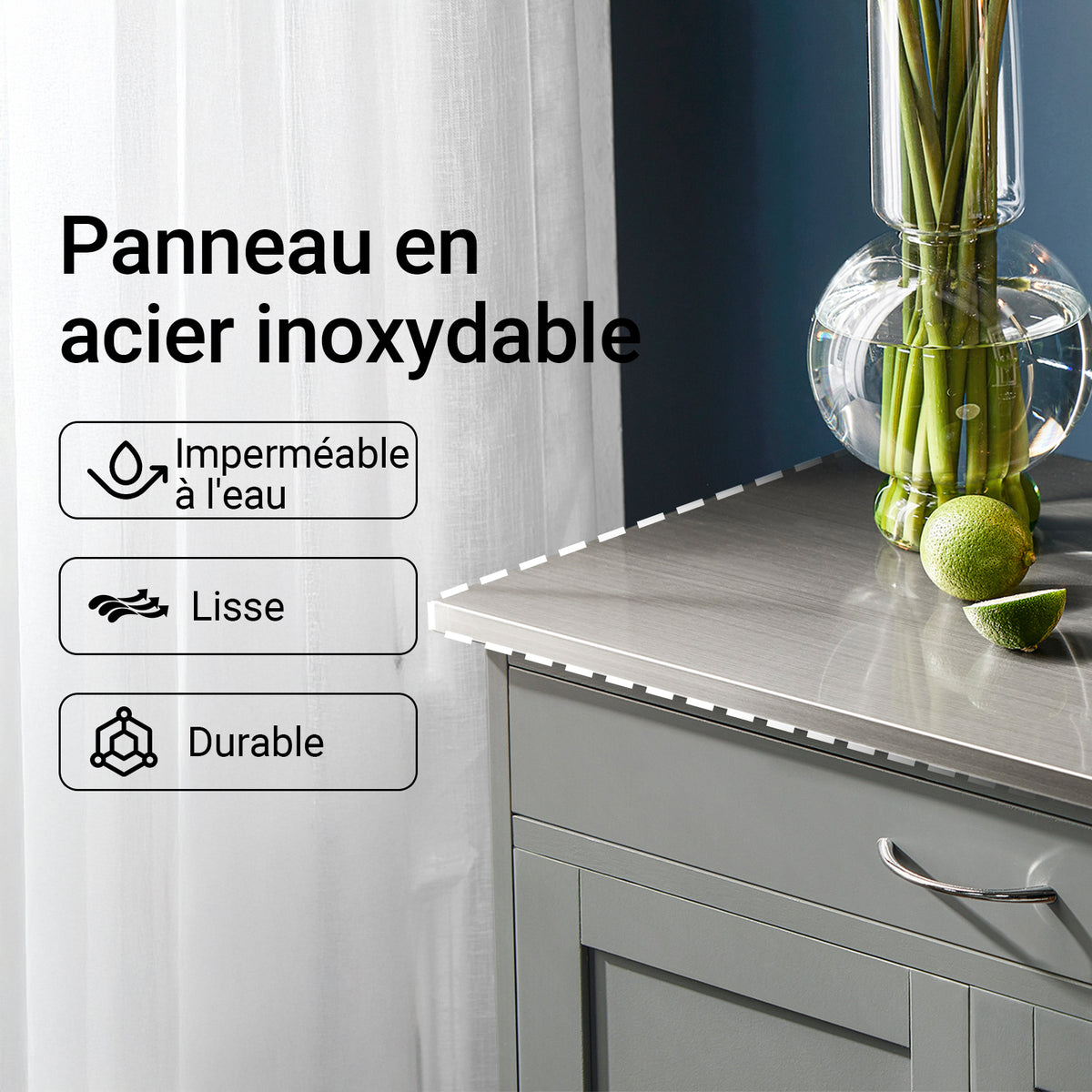 SoBuy FKW45-HG Cărucior de bucătărie rulant, Mobilier dulap de depozitare bucătărie pe roți
