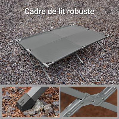 SoBuy OGS60-L-HG Pat Pliabil de Camping din Aluminiu Ușor, 3 în 1 cu Acoperiș Anti-UV + Saltea Gonflabilă Integrată + Geantă de Transport, 2 Persoane