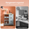 SoBuy FKW79-HG Meuble Cuisine Desserte de Cuisine à roulettes, Desserte Rangement avec 3 Tiroirs et 1 Tablette Amovible, Meuble de Rangement Cuisine, L68xP38xH85cm,Gris