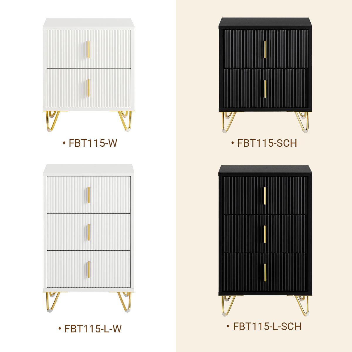 SoBuy FBT115-L-W Noptieră - Noptieră cu 3 sertare, Masă laterală pentru dormitor - Dulap modern de depozitare, alb L40 x P40 x H63 cm