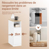 SoBuy FBT149-WN Noptieră Îngustă, Masă Laterală Subțire cu 2 Sertare și Raft, Organizator de Noptieră pentru Dormitor, Living, Alb, L 20 x A 35 x H 60 cm