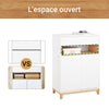 SoBuy FSB97-WN Buffet Bas Blanc et Bambou, 1 Tiroir, 2 Portes et Étagères Réglables pour Entrée, Salon ou Cuisine – 60x34x85 cm, Charge 80kg