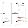 SoBuy KLS20-SCH, Raft pentru haine montat pe perete cu 2 rafturi MDF, Suport pentru haine cu economie de spațiu Capacitate 45 kg, Dulap pentru dormitor și intrare, 91,5x48x220cm, Negru industrial