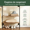 SoBuy KLS19-SCH Suport de haine montat pe perete cu 4 șine + 4 rafturi MDF, Dulap de haine capacitate 120 kg, Cuier pentru dormitor, 265x48x220cm, Negru industrial