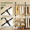 SoBuy KLS20-SCH, Raft pentru haine montat pe perete cu 2 rafturi MDF, Suport pentru haine cu economie de spațiu Capacitate 45 kg, Dulap pentru dormitor și intrare, 91,5x48x220cm, Negru industrial