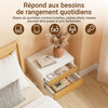 SoBuy FBT175-E-WN Table de Chevet Suspendue avec Lampe à détecteur de Mouvement Amovible et 2 tiroirs, Table de Nuit Flottante pour Chambre, Salon ou Couloir, 40x29.8x25.6cm, Blanc Naturel