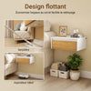 SoBuy FBT174-E-WN Table de Chevet Suspendue avec Lampe à détecteur de Mouvement Amovible et tiroir, Table de Nuit Flottante pour Chambre, Salon ou Couloir, 40x29.8x15.6cm, Blanc Naturel