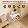 SoBuy FBT174-E-WN Table de Chevet Suspendue avec Lampe à détecteur de Mouvement Amovible et tiroir, Table de Nuit Flottante pour Chambre, Salon ou Couloir, 40x29.8x15.6cm, Blanc Naturel