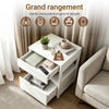 SoBuy FRG258-II-E-W Table de Chevet avec Station de Charge 4-en-1, 2 Tiroirs et Étagère – Blanc, 45×38×55,5 cm