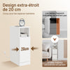 SoBuy FBT149-E-WG Table de Chevet Étroite 20cm avec Chargeur USB & Type-C + Lampe LED Magnétique – Blanc Effet Bois