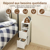 SoBuy FBT149-E-WG Table de Chevet Étroite 20cm avec Chargeur USB & Type-C + Lampe LED Magnétique – Blanc Effet Bois