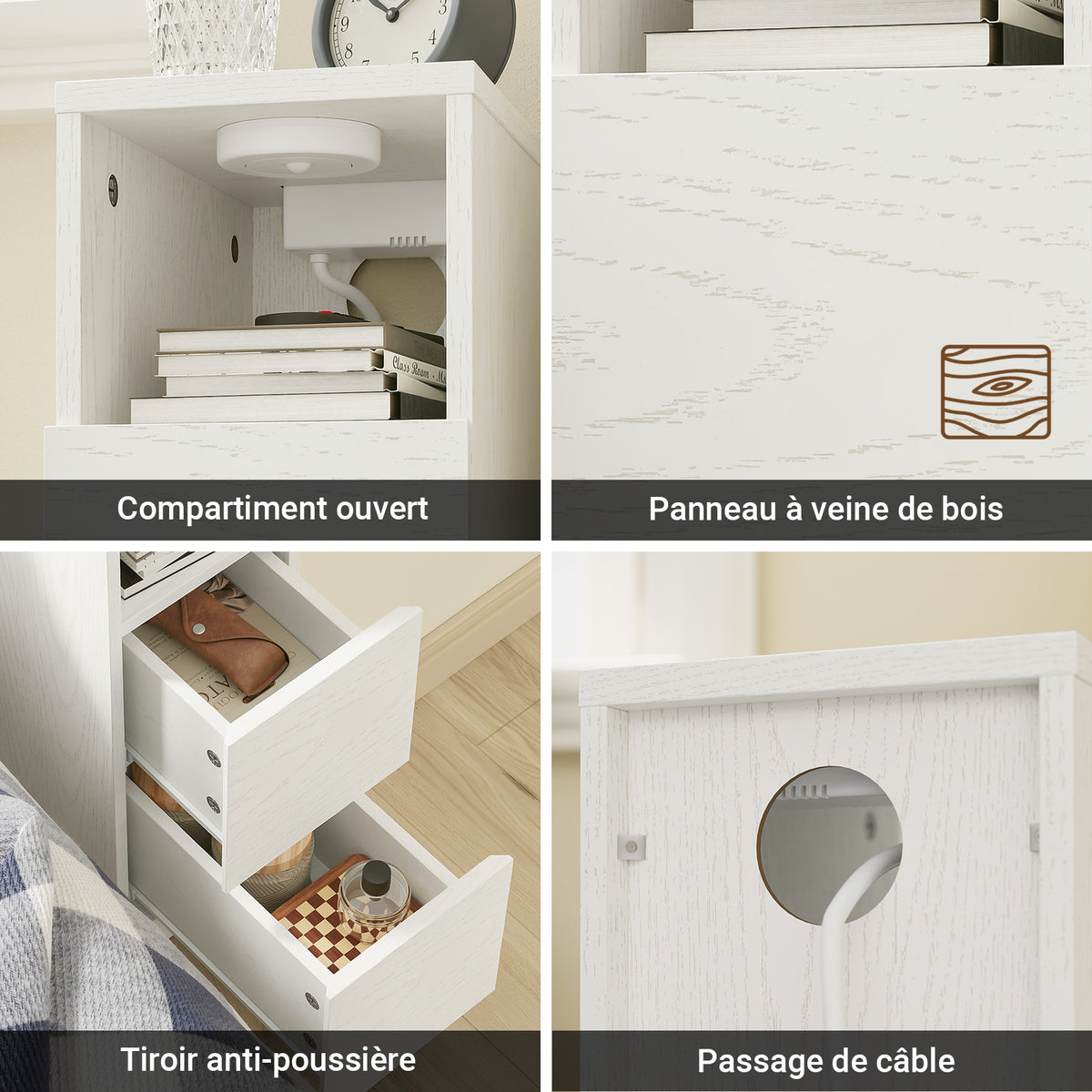 SoBuy FBT149-SCH Noptieră Îngustă 20 cm, Măsuță Laterală Subțire cu 2 Sertare și Compartiment Deschis, Noptieră pentru Spații Mici, Lângă Canapea sau Pat, 20x35x60 cm Negru