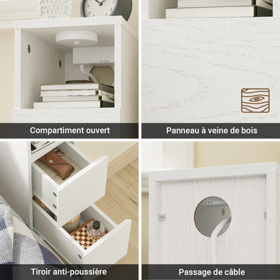 SoBuy FBT149-SCH Noptieră Îngustă 20 cm, Măsuță Laterală Subțire cu 2 Sertare și Compartiment Deschis, Noptieră pentru Spații Mici, Lângă Canapea sau Pat, 20x35x60 cm Negru