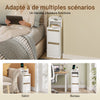 SoBuy FBT171-WN Noptieră îngustă, Masă de noapte cu sertar și raft, Mobilier de accent modern pentru dormitor și living, Alb, 20 x 35 x 60 cm