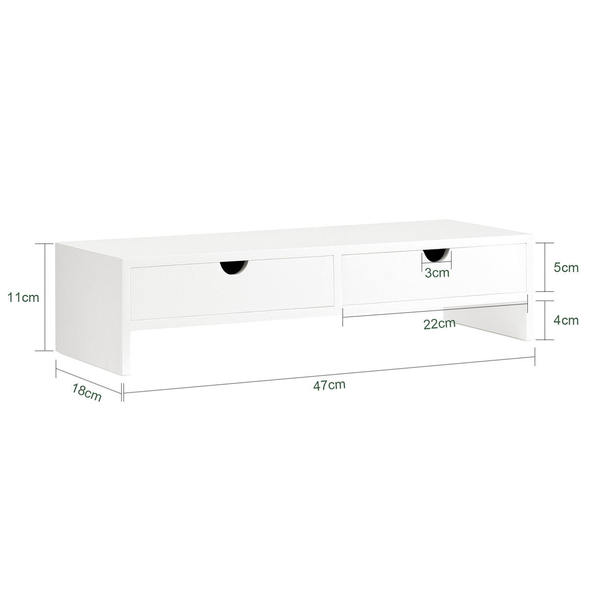 SoBuy BBF02-W Suport pentru monitor PC, înălțător pentru ecran PC de birou cu 2 sertare și spațiu de depozitare, suport universal pentru laptop sau monitor, alb 47x18x11cm