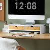 SoBuy BBF02-WN Support Écran PC Rehausseur Ecran PC Bureau avec 2 Tiroirs et Rangement Support Moniteur Universel pour Ordinateur Portable ou Écran Blanc-Naturel 47x18x11cm