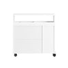 SoBuy BZR02-W Dulap WC Baie cu Roți, Dulap Mic de Depozitare, cu 2 Uși Glisante și Raft Deschis, Dulap Toaletă pentru Spații Reduse Alb 70x71x20cm