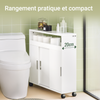 SoBuy BZR02-W Meuble Salle de Bain à Roulettes avec 2 Portes Coulissantes – L70×P20×H71 cm, Charge 30 kg, MDF E1, Blanc