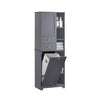 SoBuy BZR104-DG Coloană de Baie Gri 171cm cu Coș de Rufe, 6 Rafturi și 2 Sertare, Anti-răsturnare, 70kg – 60x37x171 cm