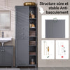 SoBuy BZR104-DG Coloană de Baie Gri 171cm cu Coș de Rufe, 6 Rafturi și 2 Sertare, Anti-răsturnare, 70kg – 60x37x171 cm