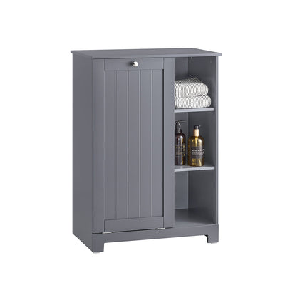SoBuy BZR105-DG Meuble Bas Armoire à Linge avec Sac à Linge, Coffre à Linge, Porte Vêtement, Corbeille à Linge Sale