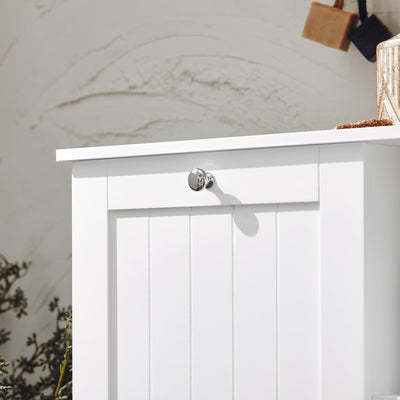 SoBuy BZR105-W Dulap de Baie cu Coșuri de Rufe – Dulap Inferior de Baie cu Coș Rabatabil și 3 Rafturi, Coș de Rufe, Lemn, Alb, 60x37x86 cm
