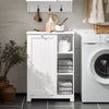 SoBuy BZR105-W Armoire de Salle de Bain avec Paniers à Linge – Meuble Bas de Salle de Bain avec Panier à Abattant et 3 Étagères, Corbeille à Linge Sale, Bois, Blanc, 60x37x86 cm