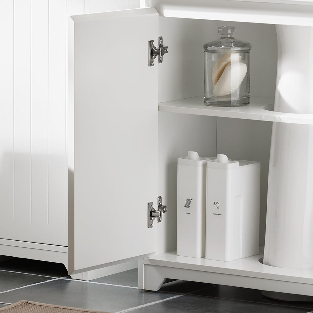 SoBuy BZR108-II-W Dulap sub chiuvetă pentru baie, Dulap sub lavoar, Dulap sub lavoar (chiuvetă), Dulap sub chiuvetă de bucătărie, Mască lavoar cu 2 uși, 60x30x60 cm, Alb