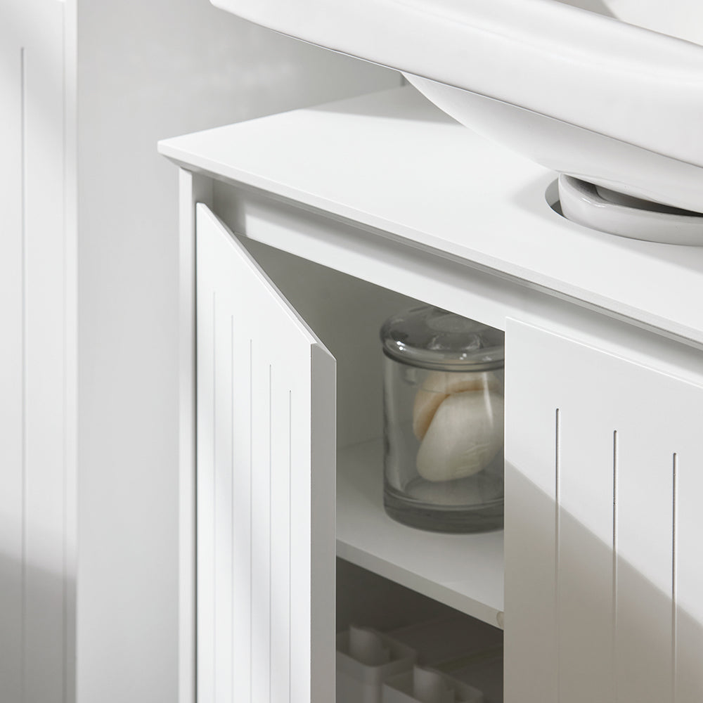SoBuy BZR108-II-W Dulap sub chiuvetă pentru baie, Dulap sub lavoar, Dulap sub lavoar (chiuvetă), Dulap sub chiuvetă de bucătărie, Mască lavoar cu 2 uși, 60x30x60 cm, Alb