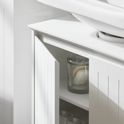 SoBuy BZR108-II-W Dulap sub chiuvetă pentru baie, Dulap sub lavoar, Dulap sub lavoar (chiuvetă), Dulap sub chiuvetă de bucătărie, Mască lavoar cu 2 uși, 60x30x60 cm, Alb