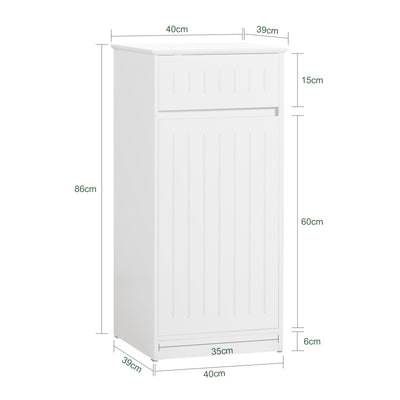 SoBuy BZR110-W Armoire à Linge avec 1 Porte – L40×P39×H86 cm, Charge 25 kg, MDF E1, Blanc