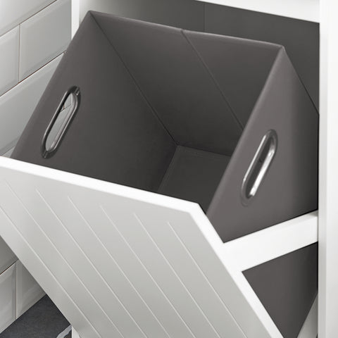 SoBuy Spălătorie Mobilă cu deschidere de baschet pentru ușă de deschidere, coș portabianchery cu sertar, dulap de baie alb 40x39x86cm BZR110-W