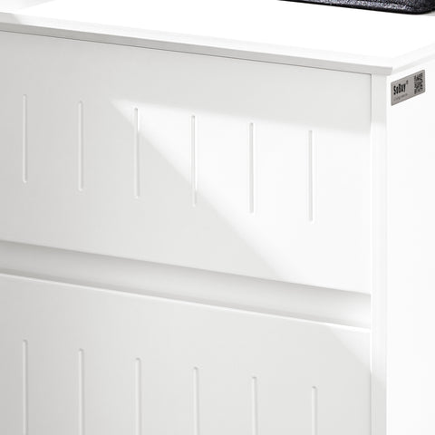 SoBuy Spălătorie Mobilă cu deschidere de baschet pentru ușă de deschidere, coș portabianchery cu sertar, dulap de baie alb 40x39x86cm BZR110-W