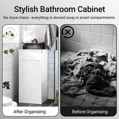 SoBuy BZR110-W Armoire à Linge avec 1 Porte – L40×P39×H86 cm, Charge 25 kg, MDF E1, Blanc
