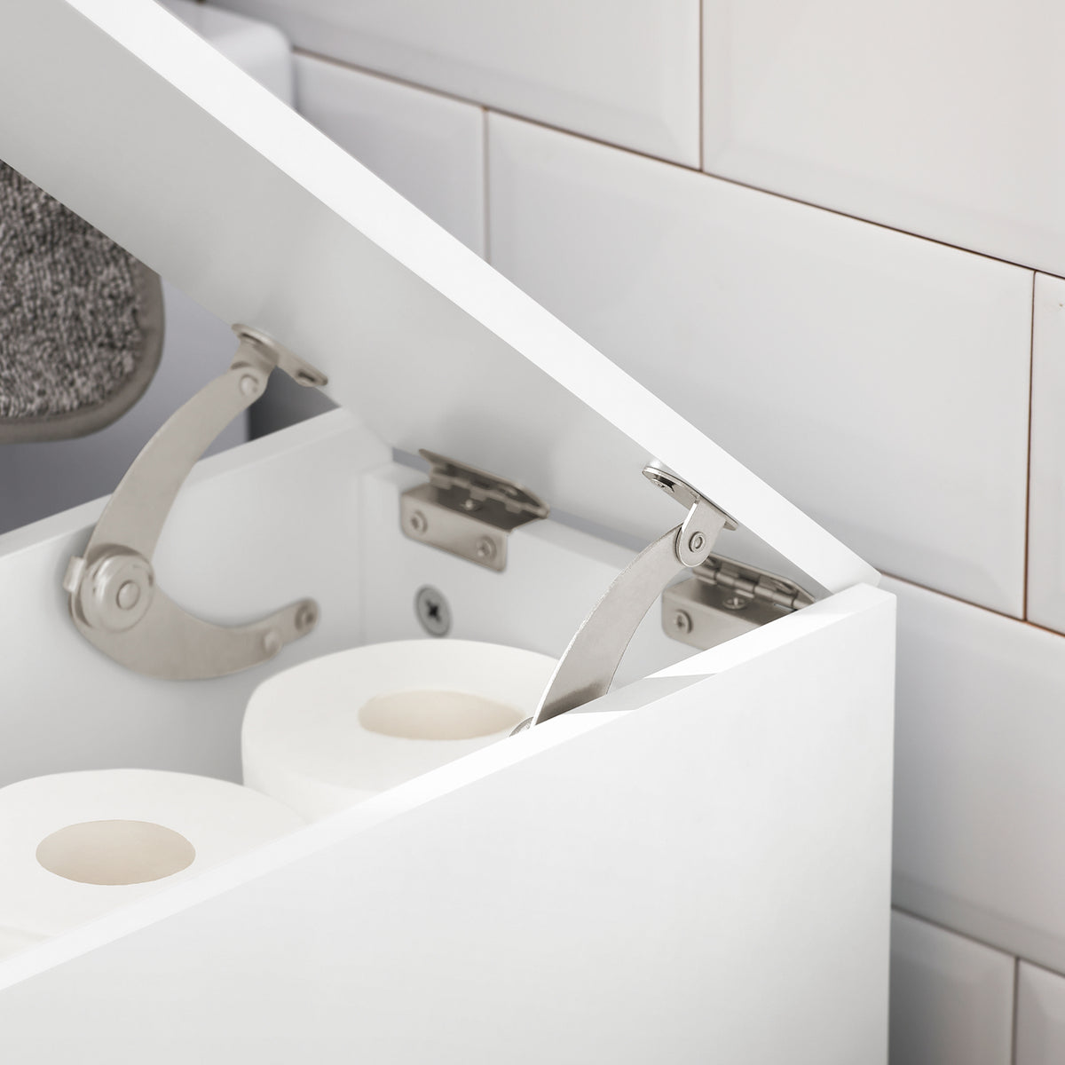 SoBuy BZR111-W Dulap îngust de toaletă de 20 cm pe roți – Depozitare hârtie igienică, 2 sertare, Alb
