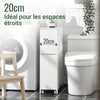 SoBuy BZR111-W Dulap îngust de toaletă de 20 cm pe roți – Depozitare hârtie igienică, 2 sertare, Alb