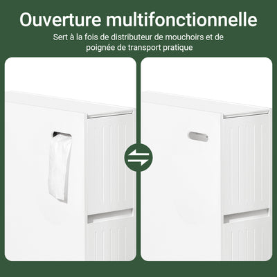 SoBuy BZR111-W Dulap îngust de toaletă de 20 cm pe roți – Depozitare hârtie igienică, 2 sertare, Alb