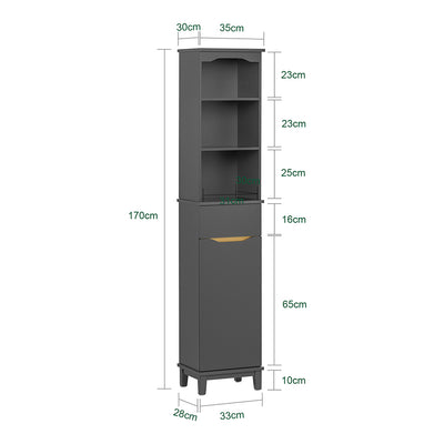 SoBuy BZR112-DG Meuble Colonne de Salle de Bain, Armoire Haute, Étagère de Rangement, Placard de Rangement
