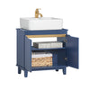 SoBuy BZR113-B Meuble sous-Lavabo – Armoire de Salle de Bain avec Portes – Meuble sous-Vasque, Placard de Rangement Étroit en Bois pour Petits Espaces, Bleu foncé, 60 x 59 x 30 cm