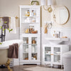 SoBuy BZR115-II-W Meuble sous Lavabo Salle de Bain, Armoire de Rangement pour Vasque sur Pieds avec 2 Portes en Verre