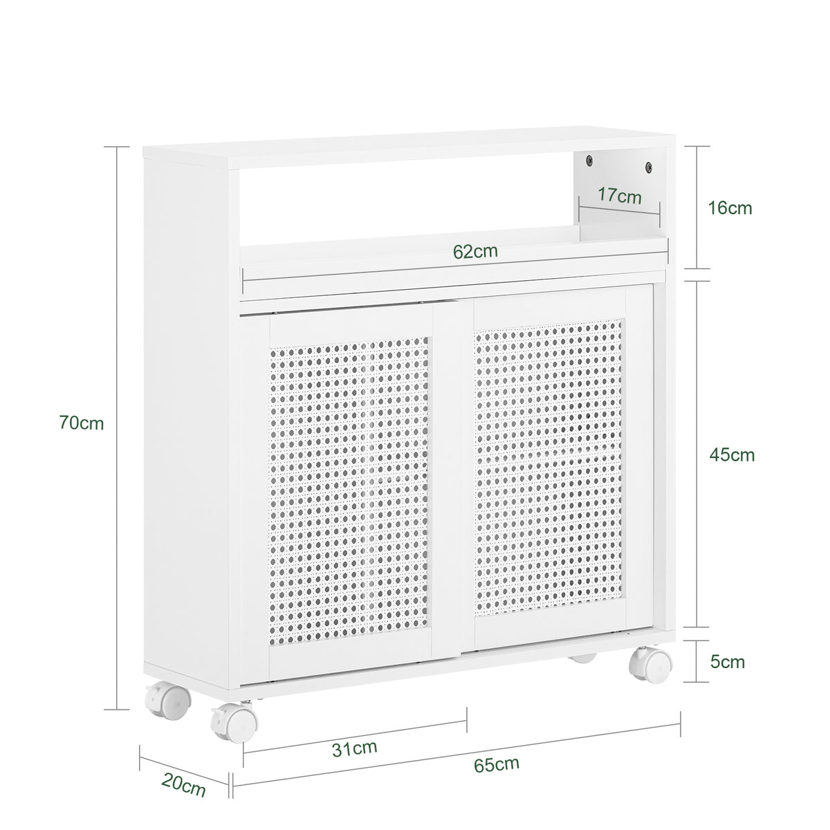 SoBuy BZR119-W Dulap Compact pentru WC Toaletă, Mobil pe Roți, Îngust, Suport Hârtie Igienică