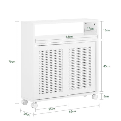 SoBuy BZR119-W Dulap Compact pentru WC Toaletă, Mobil pe Roți, Îngust, Suport Hârtie Igienică
