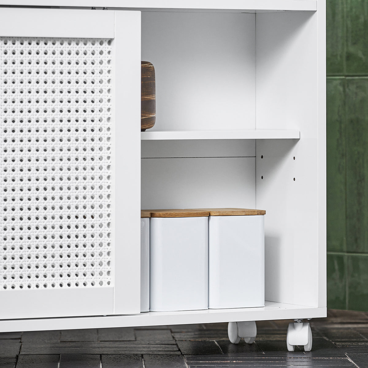 SoBuy BZR119-W Dulap Compact pentru WC Toaletă, Mobil pe Roți, Îngust, Suport Hârtie Igienică