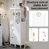SoBuy BZR123-W Dulap de Baie cu Coș de Rufe, Coloană de Baie pentru Depozitare 145 cm, Dulap de Depozitare cu 2 Rafturi Deschise și Coș de Rufe Detașabil, Coloană Albă pentru Spații Mici