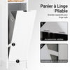SoBuy BZR123-W Dulap de Baie cu Coș de Rufe, Coloană de Baie pentru Depozitare 145 cm, Dulap de Depozitare cu 2 Rafturi Deschise și Coș de Rufe Detașabil, Coloană Albă pentru Spații Mici